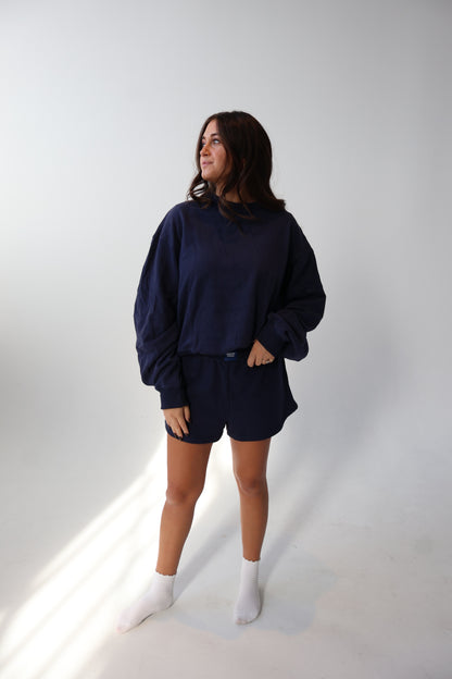 Navy Blue Mockneck+Shorts