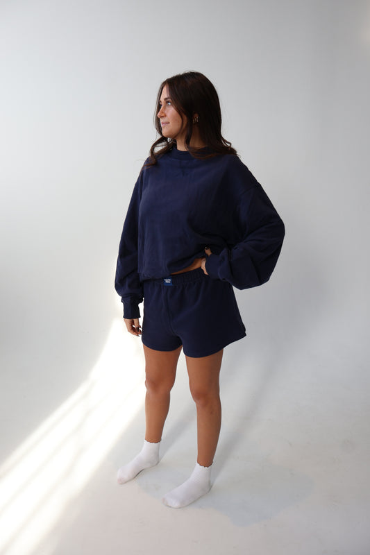 Navy Blue Mockneck+Shorts