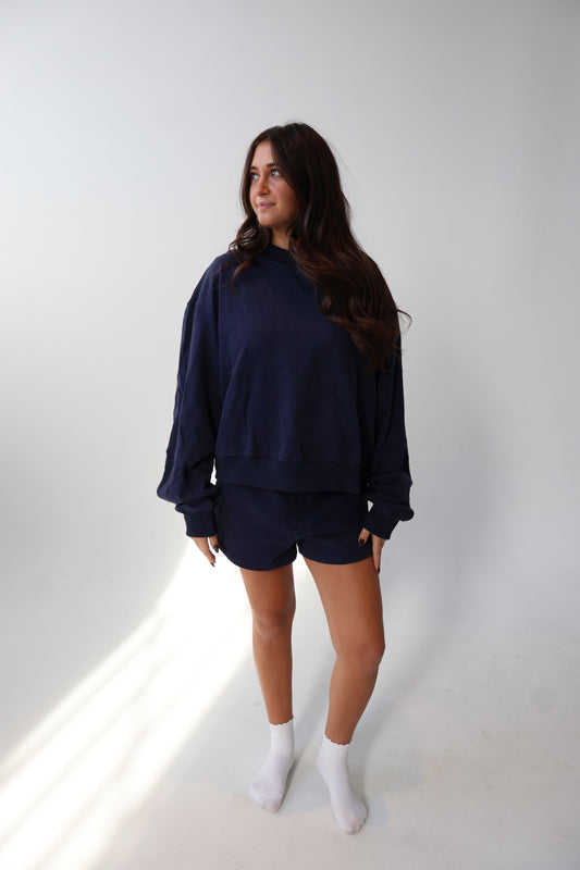 Navy Blue Mockneck+Shorts