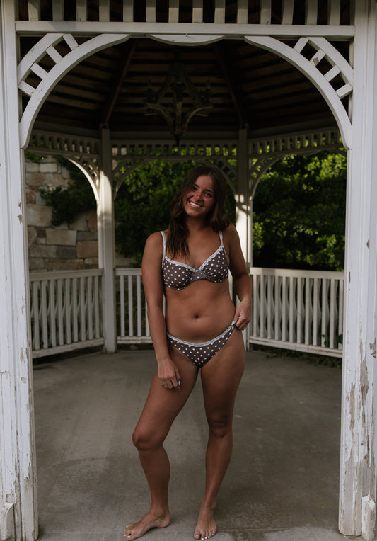 Nora - Brown Polka Dot Bikini Bottoms