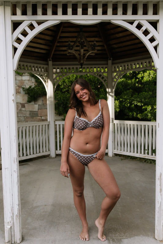 Nora - Brown Polka Dot Bikini Bottoms